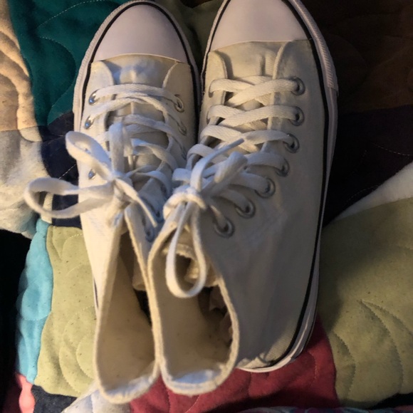 Converse White High Tops with Logo Patch - Picture 5 of 12